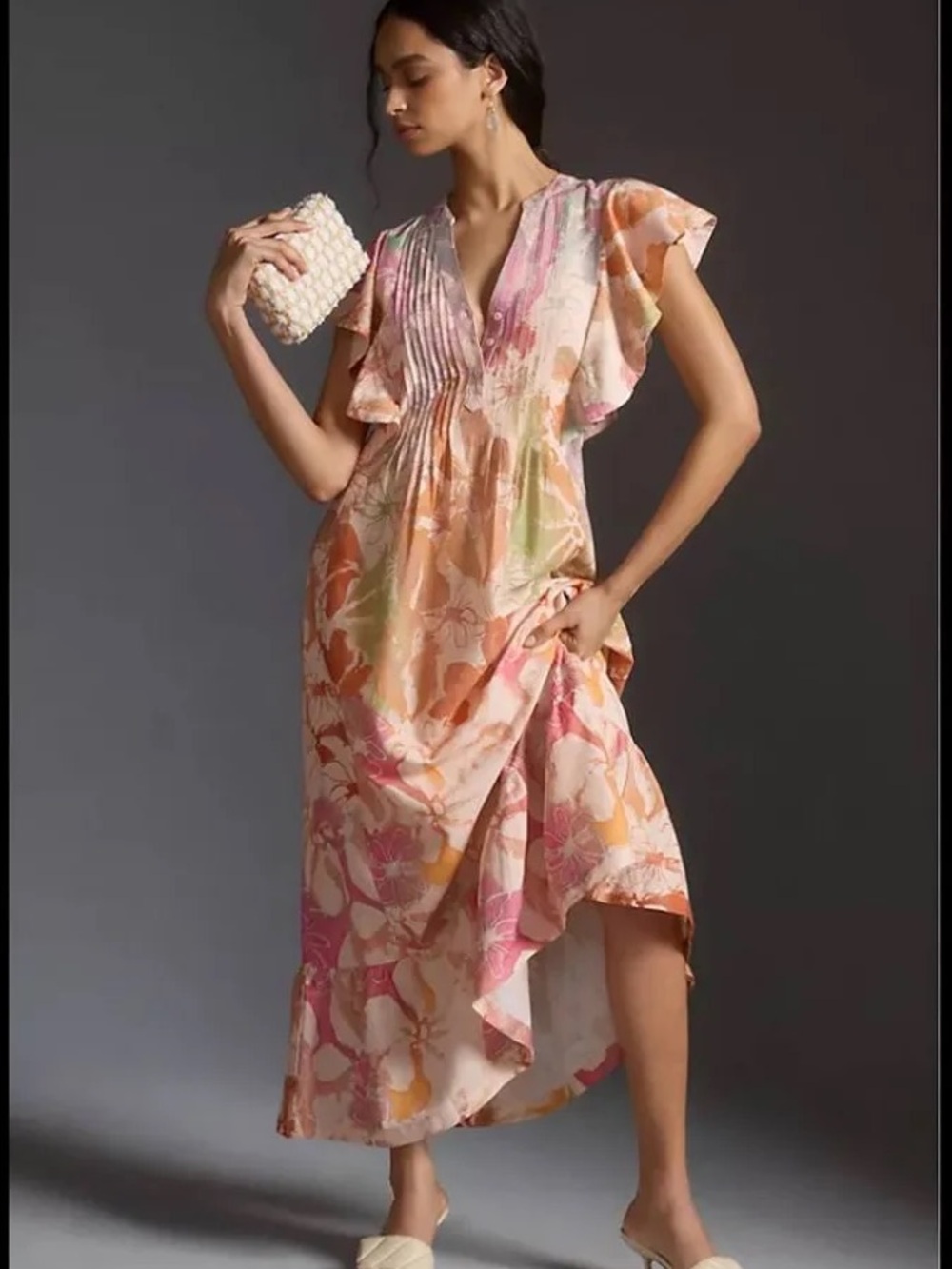 Anthropologie Maeve "The Cassandra" Watercolor Floral Maxi Dress Size S